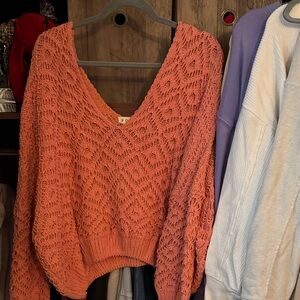POL Coral V-Neck Sweater